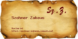 Szohner Zakeus névjegykártya